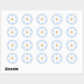 Sticker Rond Boho de marguerite rétro bleu (Feuille)