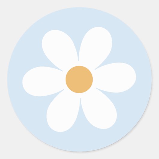 Sticker Rond Boho de marguerite rétro bleu (Devant)