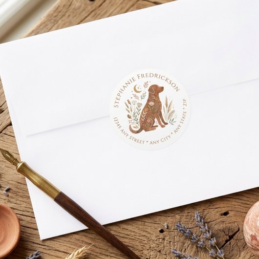Sticker Rond Boho Dog Address Labels – Dog Mom Gift