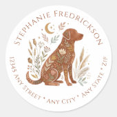 Sticker Rond Boho Dog Address Labels – Dog Mom Gift (Devant)