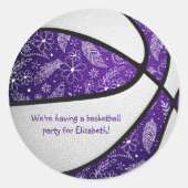 Sticker Rond boho doodles violet blanc de basket fête (Devant)