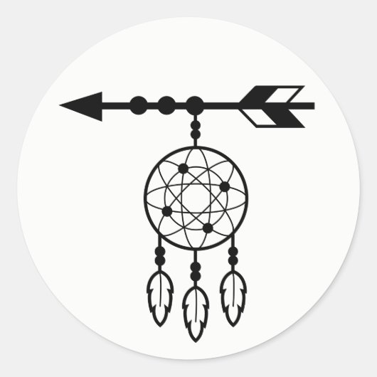 Sticker Rond Boho Dream Catcher, tribu amérindienne Mariage (Devant)