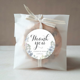 Sticker Rond Boho Dusty Blue Floral Eucalyptus Mariage pour