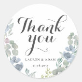 Sticker Rond Boho Dusty Blue Floral Eucalyptus Mariage pour (Devant)