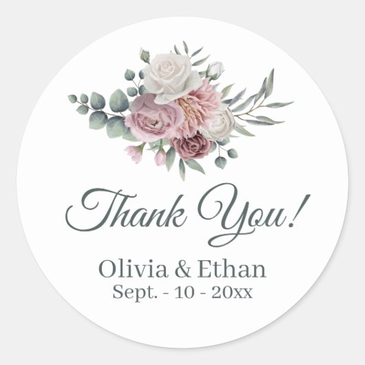 Sticker Rond Boho Dusty Rose Boho Bouquet (Devant)