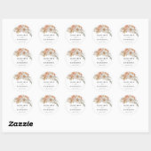 Sticker Rond Boho Dusty Rose Floral Mariage (Feuille)