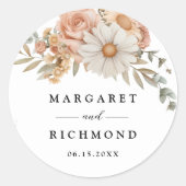 Sticker Rond Boho Dusty Rose Floral Mariage (Devant)