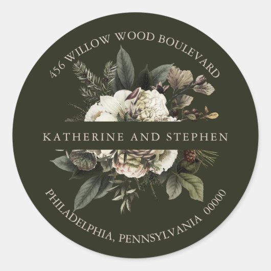Sticker Rond Boho Dusty rose Floral Mariage Adresse de retour (Devant)