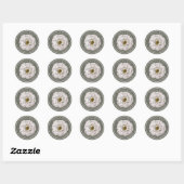 Sticker Rond Boho Ecru Aquarelle Floral Wedding Favoriser (Feuille)