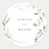 Sticker rond Boho Elegance Gold Splatter Green (Devant)