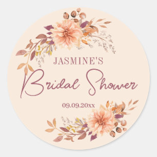 Sticker Rond Boho Fall Floral Fête des mariées Favoriser