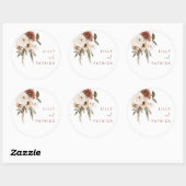 Sticker Rond Boho Fall Floral Terracotta Mariage (Feuille)