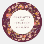 Sticker Rond Boho Fall Rustic Fleur sauvage Floral Mariage (Devant)