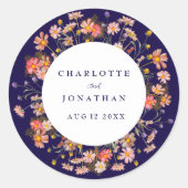 Sticker Rond Boho Fall Rustic Fleur sauvage Floral Mariage (Devant)