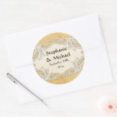 Sticker Rond BOHO Faux Burlap n dentelle gitane moderne style m (Enveloppe)