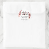 Sticker Rond Boho Feather Strong Women Cite Tribal Font (Sac)