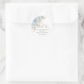 Sticker Rond Boho Fête de Mariage Fleurie Bleu Pastel avec Herb (Sac)
