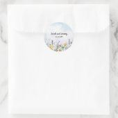 Sticker Rond Boho Fleur sauvage Aquarelle Personnaliser le Mari (Sac)