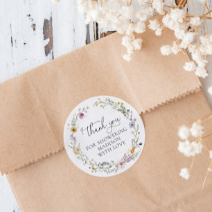 Sticker Rond Boho Fleur sauvage Baby shower Faveur