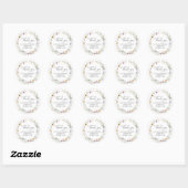 Sticker Rond Boho Fleur sauvage Baby shower Faveur (Feuille)