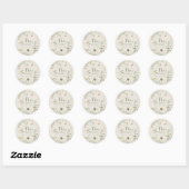 Sticker Rond Boho Fleur sauvage Beige Baby shower Beige  (Feuille)