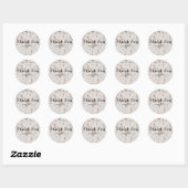 Sticker Rond Boho Fleur sauvage beige Mariage Merci (Feuille)
