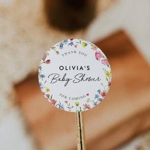 Sticker Rond Boho Fleur sauvage coloré Fairytale Baby shower