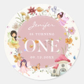 Sticker Rond Boho Fleur sauvage Fairy 1er fête d'anniversaire (Devant)