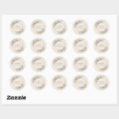 Sticker Rond Boho Fleur sauvage Fern Beige Mariage Enveloppe Ph (Feuille)