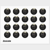 Sticker Rond Boho Fleur sauvage noir Merci mariage Faveur (Feuille)