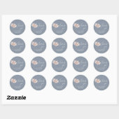 Sticker Rond Boho Fleur sauvage simple | Merci bleu Dusty (Feuille)