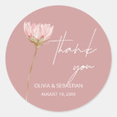 Sticker Rond Boho Fleur sauvage simple | Merci bleu Dusty (Devant)