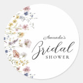 Sticker Rond Boho Fleurs Aquarelles Sauvages Mariage Shower Flo (Devant)