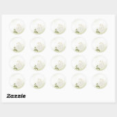 Sticker Rond Boho fleurs blanches vert feuille botanique (Feuille)