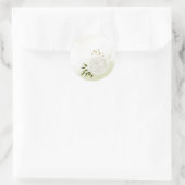 Sticker Rond Boho fleurs blanches vert feuille botanique (Sac)
