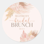 Sticker Rond Boho Fleurs Florales Rose Tendre Mariage Brunch (Devant)