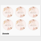 Sticker Rond Boho Fleurs Florales Rose Tendre Mariage Brunch (Feuille)
