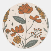 Sticker Rond Boho Fleurs sauvages (Devant)