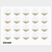 Sticker Rond Boho Fleurs sauvages et papillons Merci (Feuille)