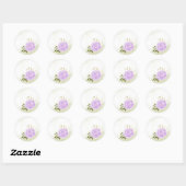 Sticker Rond Boho fleurs violettes vert feuille botanique (Feuille)