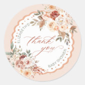 Sticker Rond Boho Floral Baby Shower Thank You (Devant)