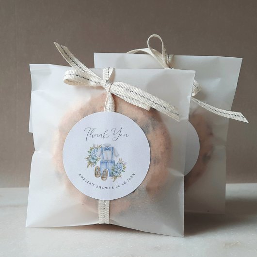 Sticker Rond Boho Floral bébé garçon douche Merci