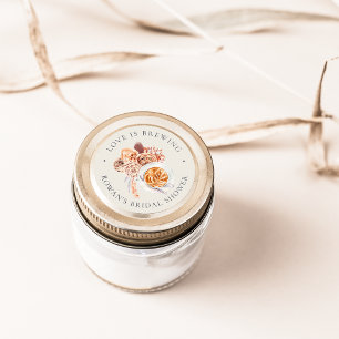 Sticker Rond Boho Floral Café "L'amour brasse" Fête des mariées