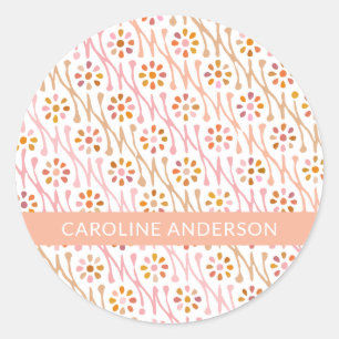 Sticker Rond Boho Floral Dessin Blush et Taupe personnalisé