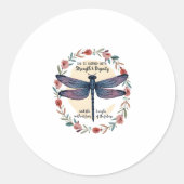 Sticker Rond Boho Floral Dragonfly She Is Clothed With Strength (Devant)