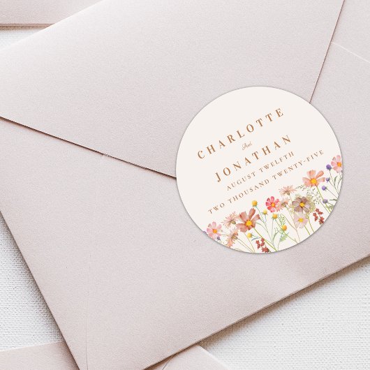 Sticker Rond Boho Floral Mariage de automne