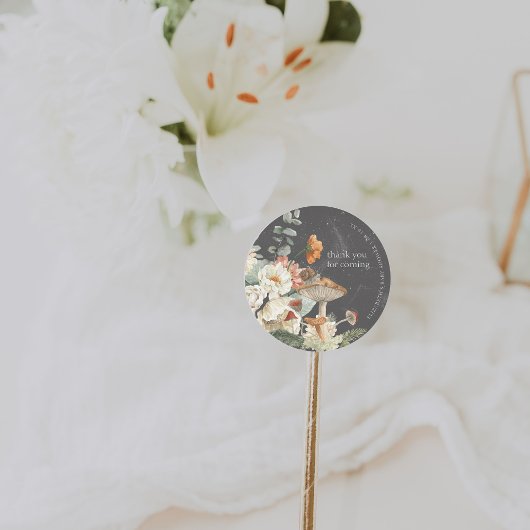 Sticker Rond Boho Floral Mushroom Botanique | BABY SHOWER