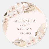 Sticker Rond Boho Floral Pampas Grass Fall Rustique Mariage (Devant)
