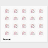 Sticker Rond Boho Floral Petit Baby shower Citrouille rose (Feuille)
