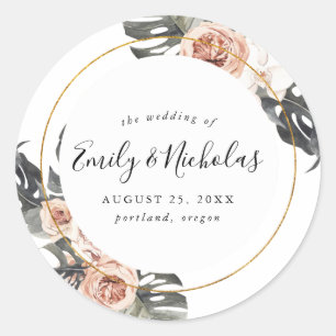 Sticker Rond Boho Floral Tropical Mariage